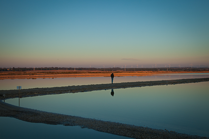 sunset in the salt ponds of Andalucia