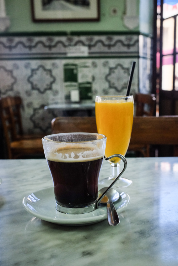 coffee and orange juice - freshly squeezed