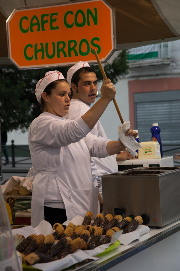 Street food in Spain - churros stand 