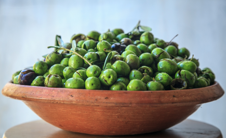 fresh cracked green olives