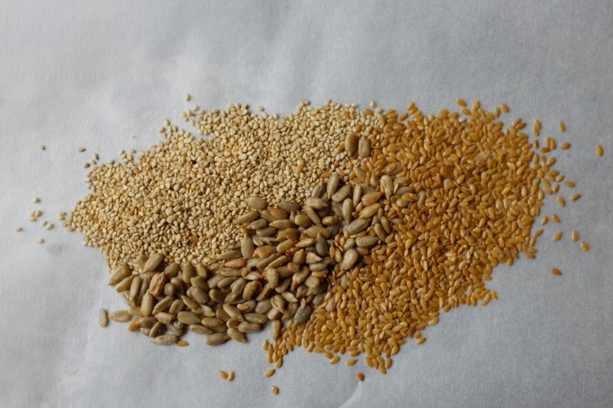 sesame, flax and sunflower seeds