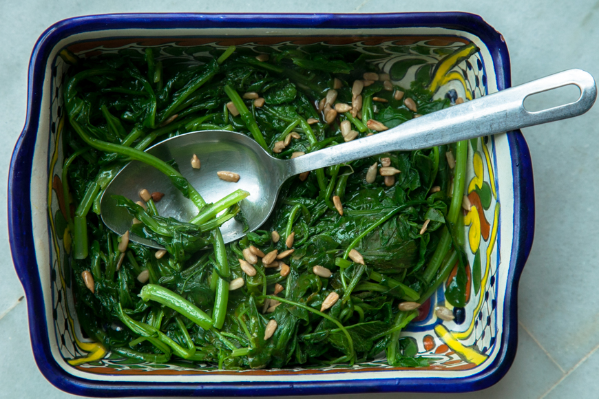 greens with olive oil and lemon