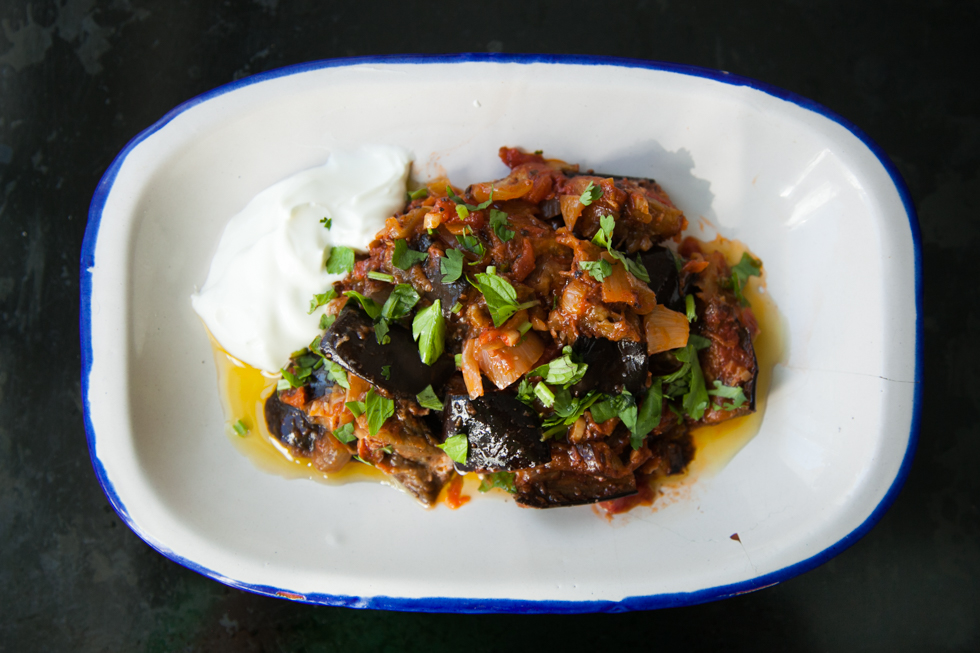 Tunisian aubergine with Greek yoghurt