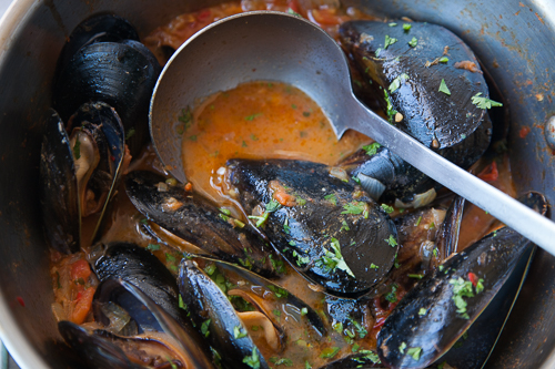 Thai red curry mussels