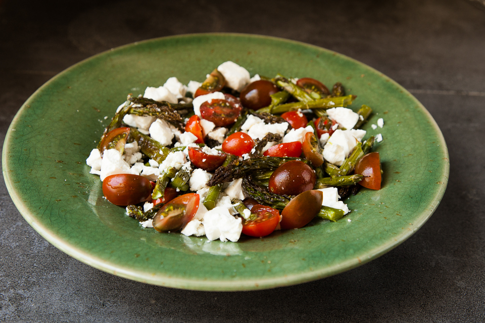 roasted asparagus and feta salad