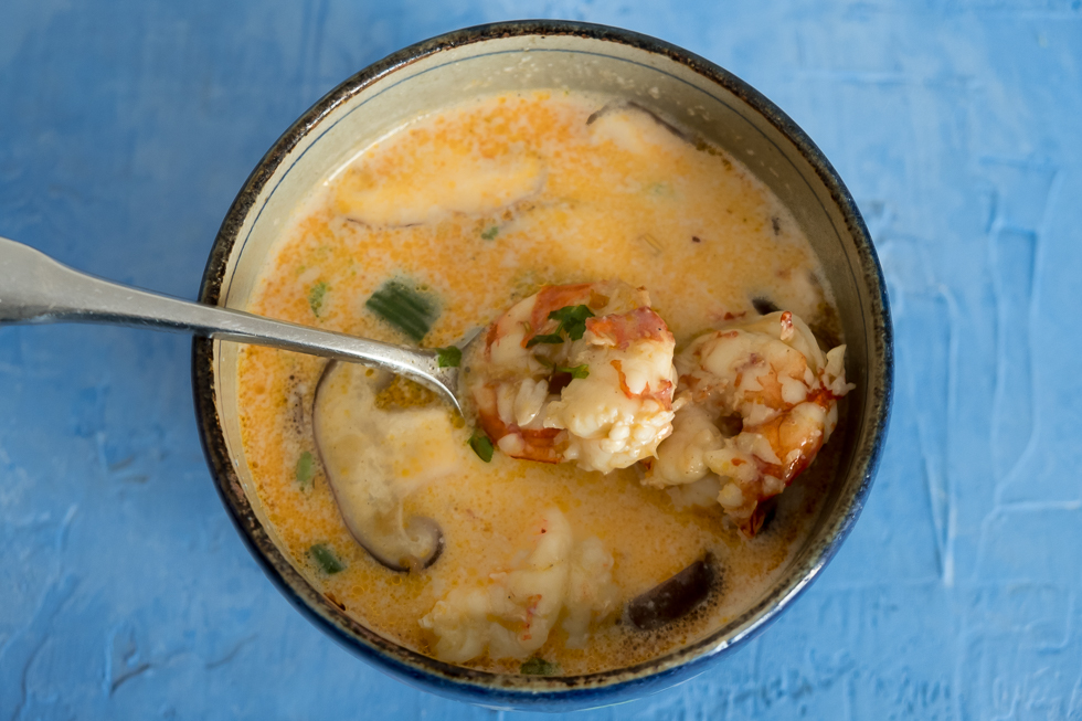 spicy prawn and coconut soup
