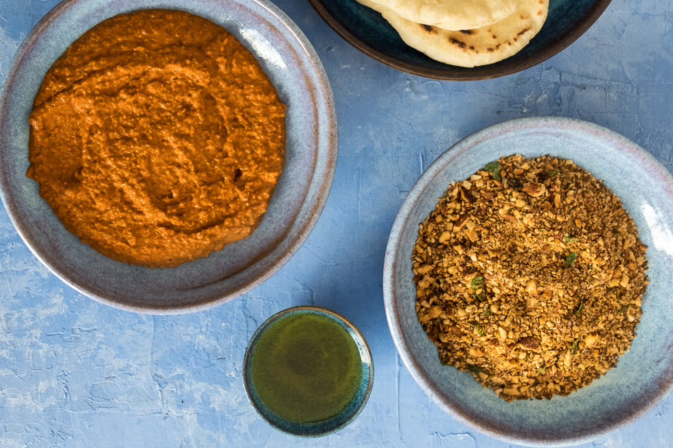 Muhammara and dukkah