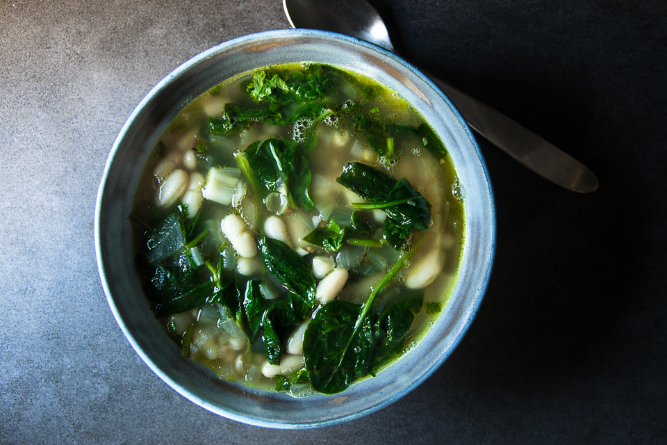 white bean, spinach and lemon soup
