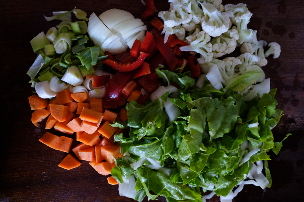 chopped vegetables

