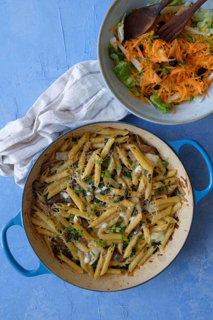 spinach and mushroom pasta bake

