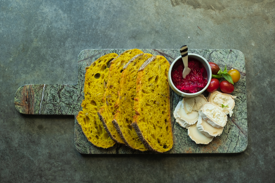 Turmeric bread with Indian Spiced Beetroot Chutney
