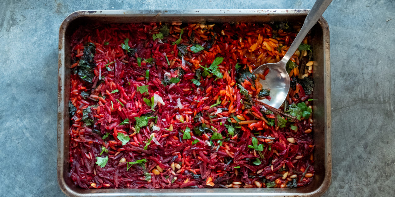 Beetroot Orzo Traybake