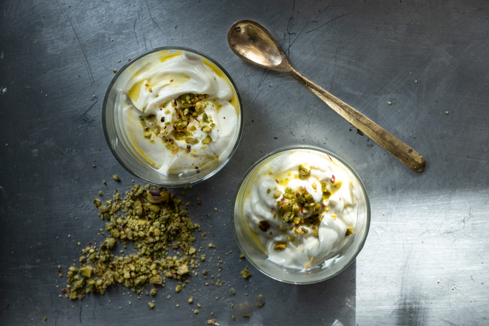shrikwand with crushed pistachios
